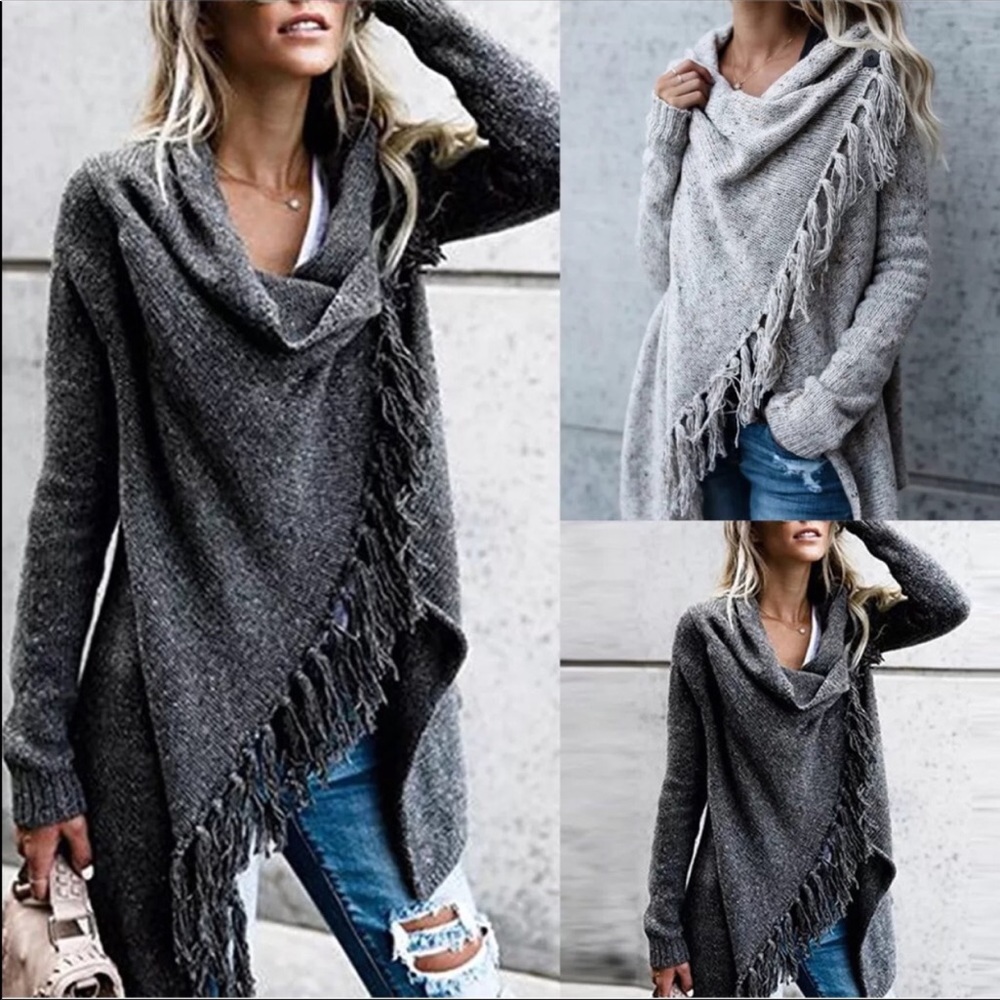 Cozy fringe wrap sweater. ❤️❤️❤️